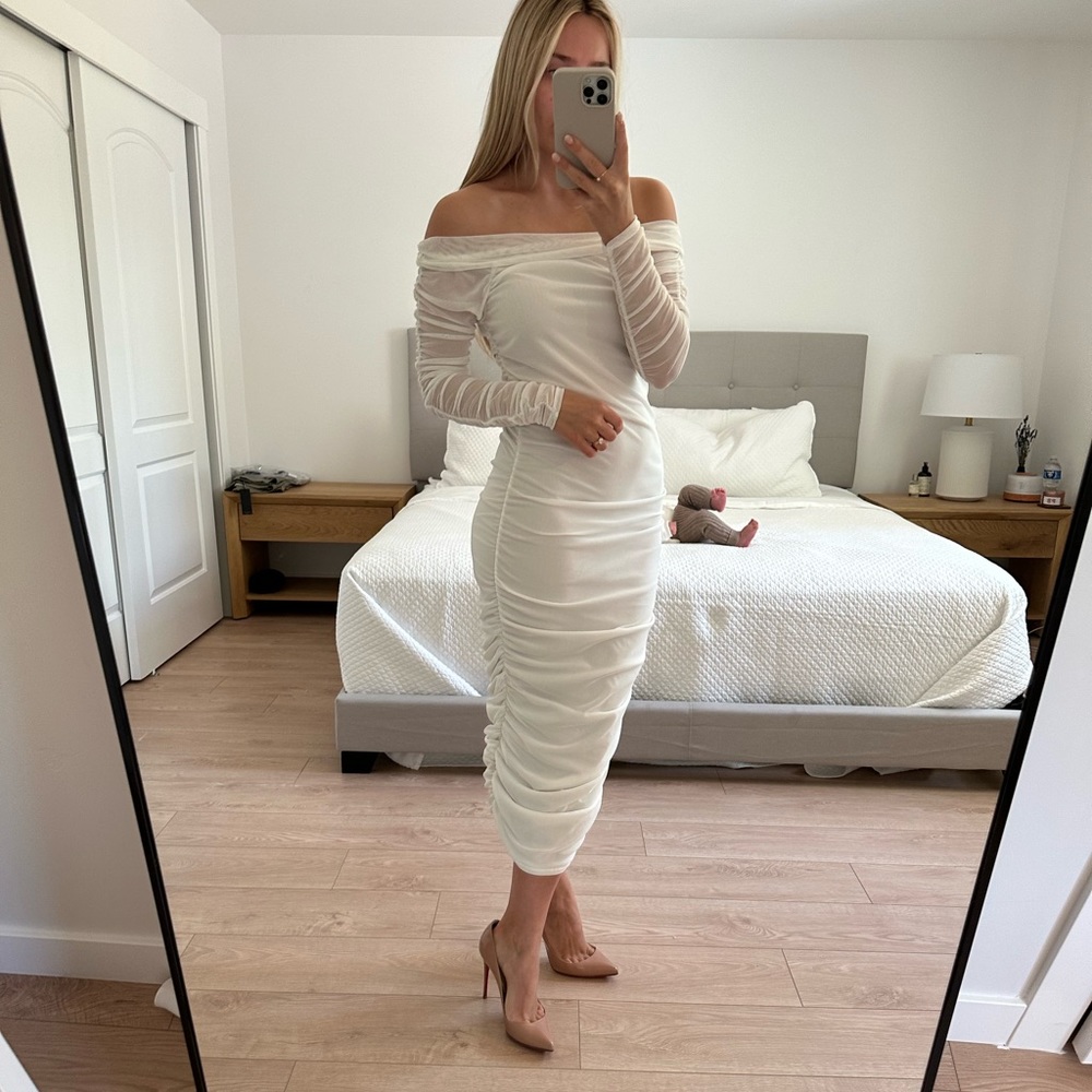 White midi dress